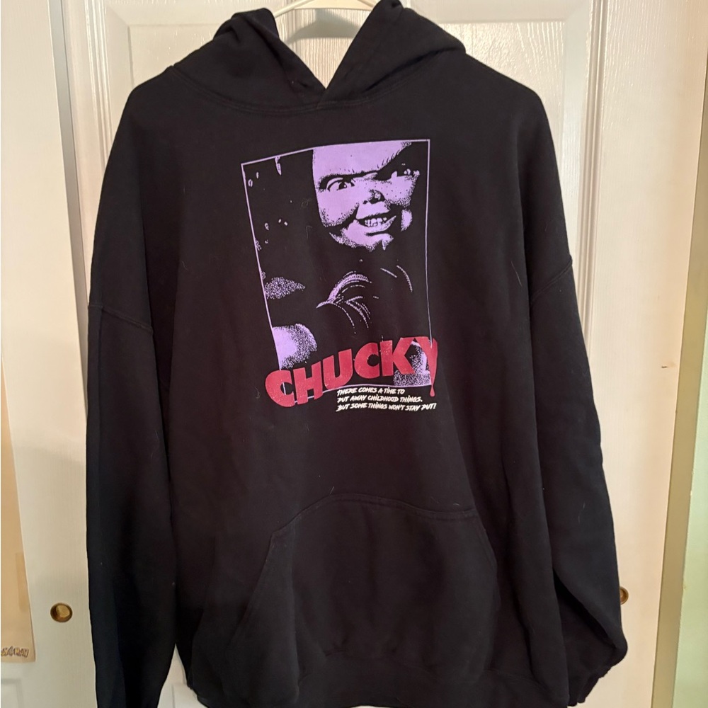 City Studios Black Hoodie with Chucky Graphic